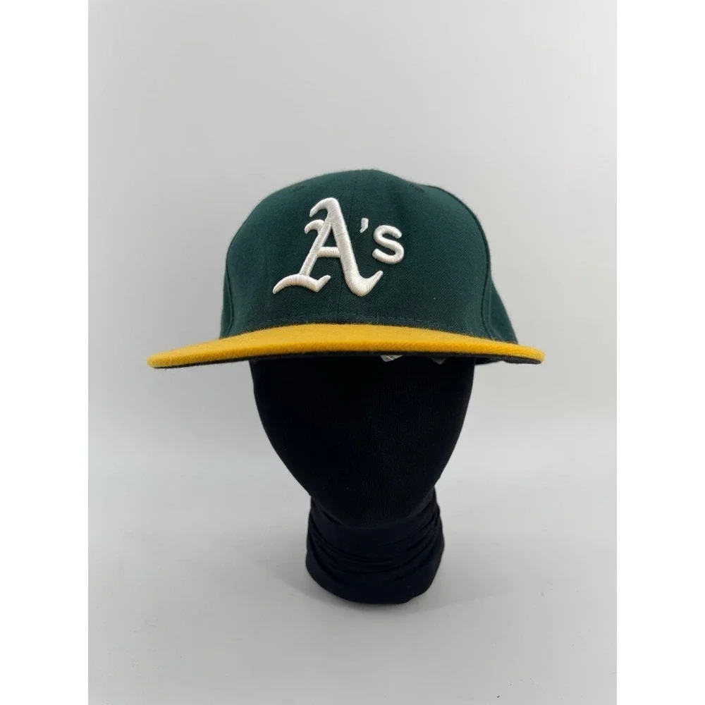 New Era 59FIFTY Oakland Athletics Fitted Hat‎ Green Yellow Size 7 1/4 MLB